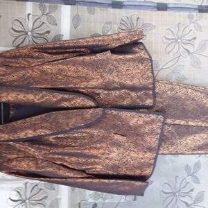 3Pc Eloquii Black and Brown Patterned Blazer